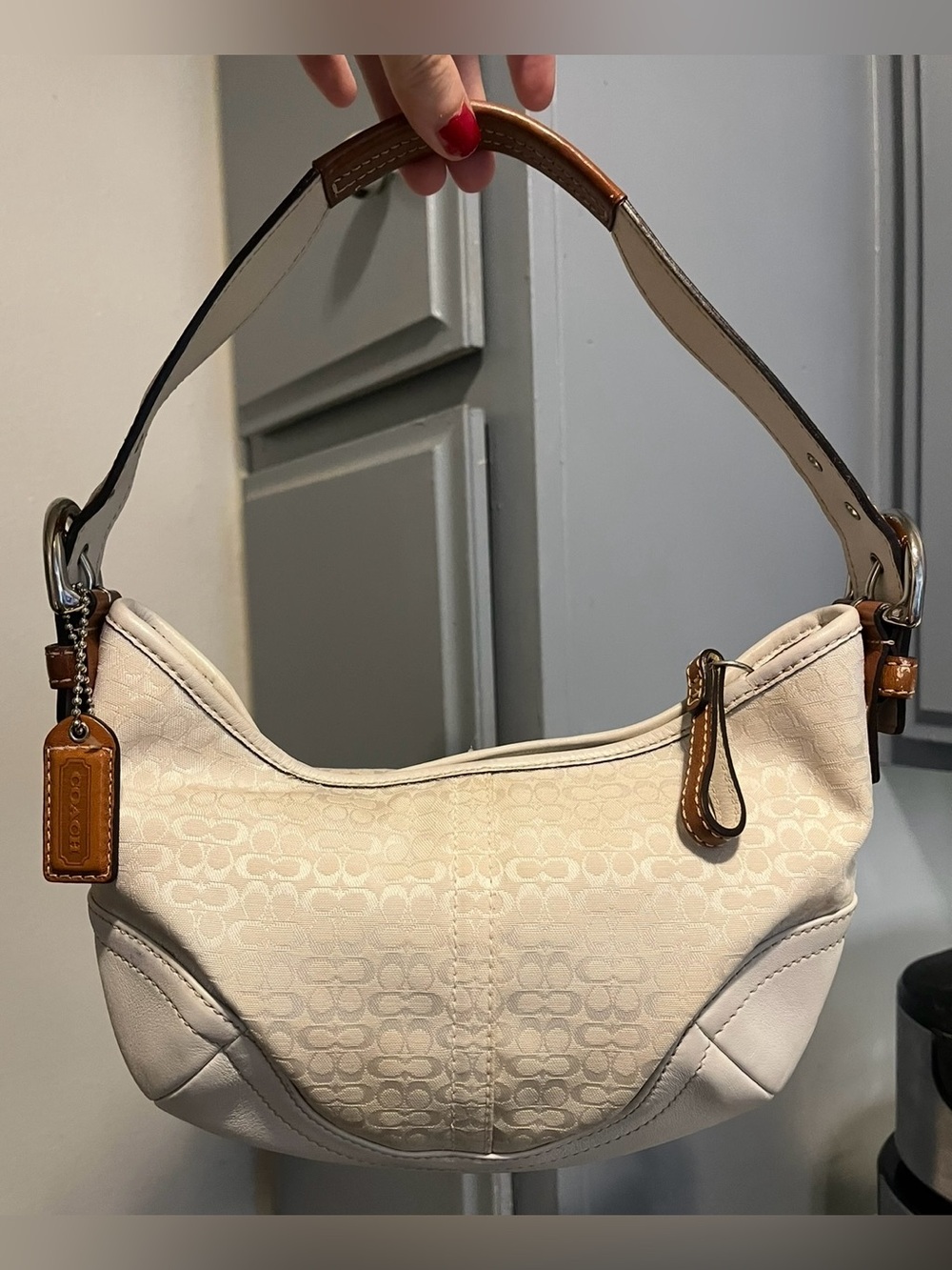 COACH VTG Y2K Signature Soho Mini Hobo Bag Cream White #6351 Excellent Condition